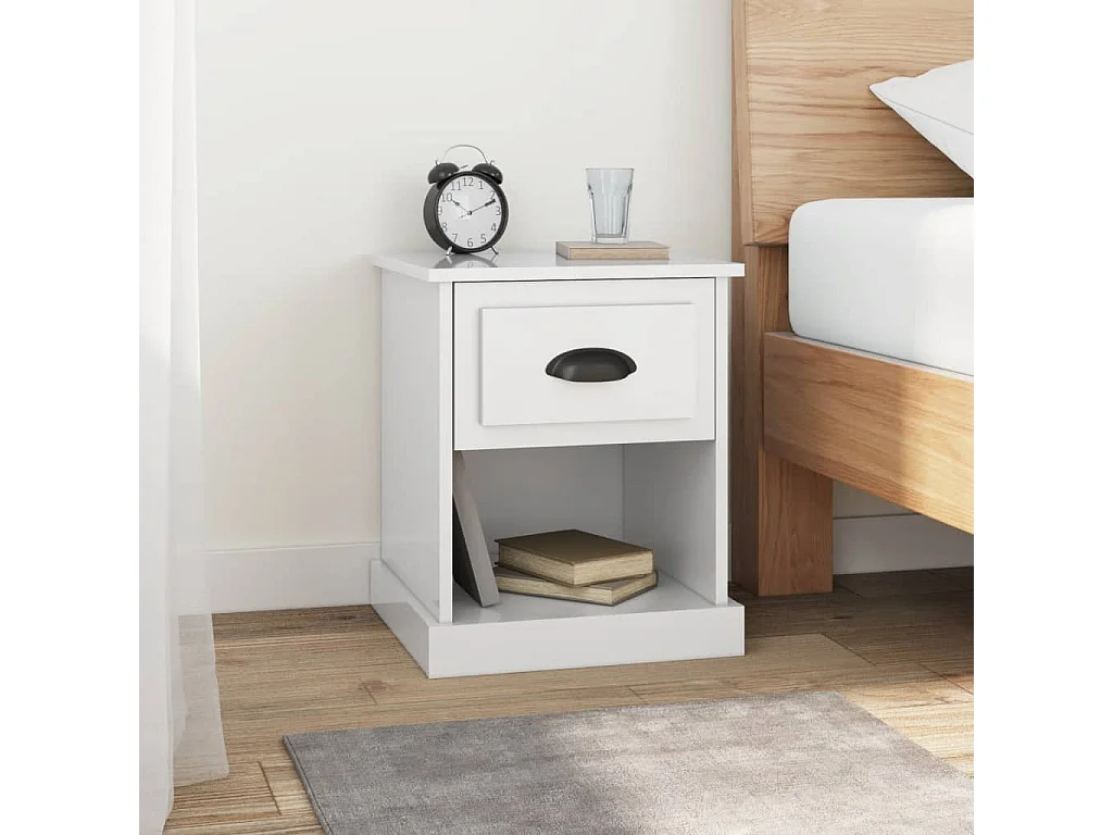 Tables de chevet 2 pcs blanc brillant 39x39x47,5 cm
