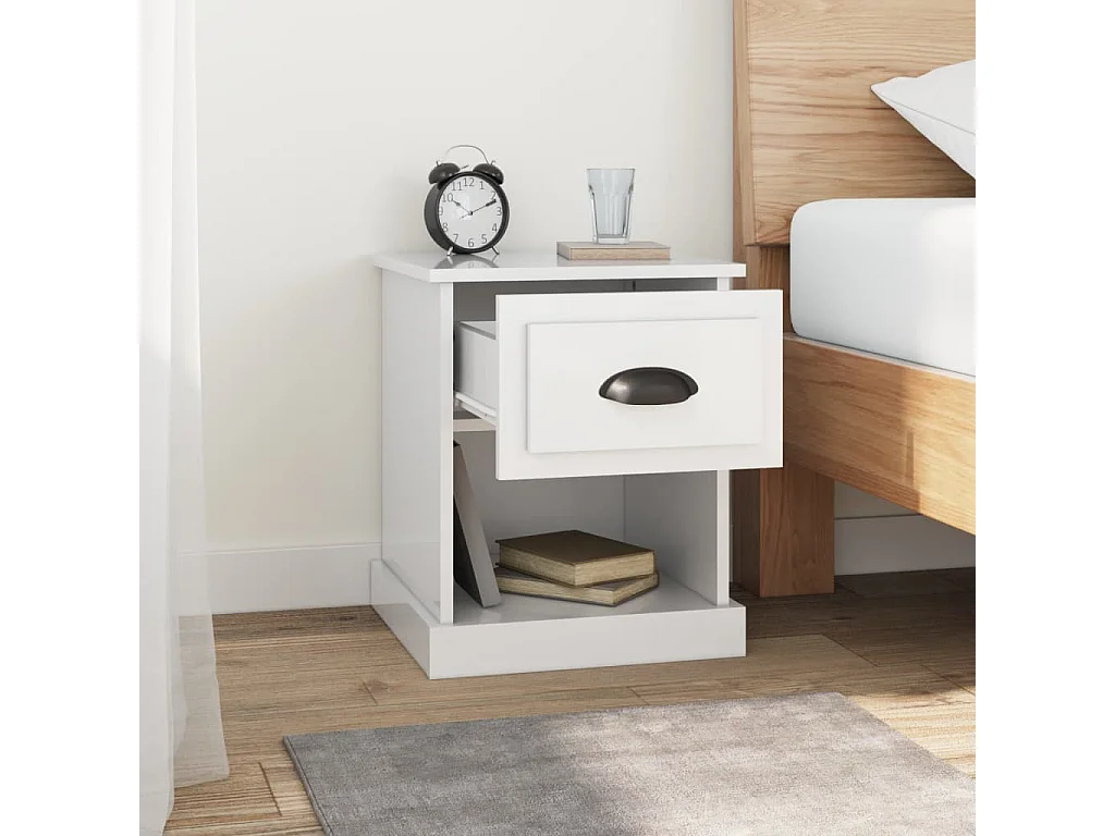 Tables de chevet 2 pcs blanc brillant 39x39x47,5 cm