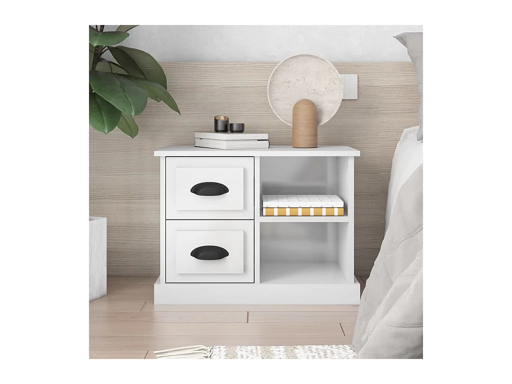 Table de chevet blanc brillant 60x35,5x45 cm