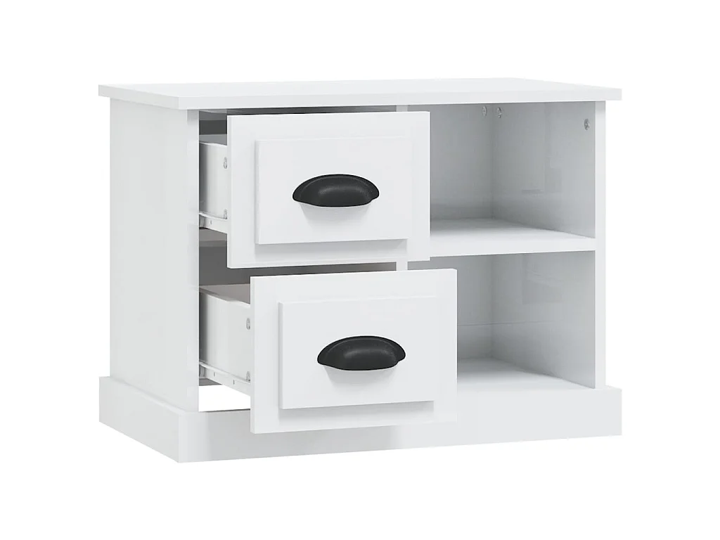 Table de chevet blanc brillant 60x35,5x45 cm