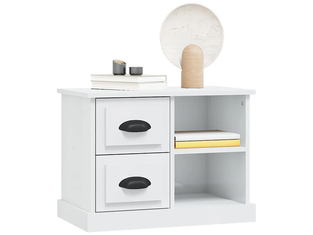 Table de chevet blanc brillant 60x35,5x45 cm