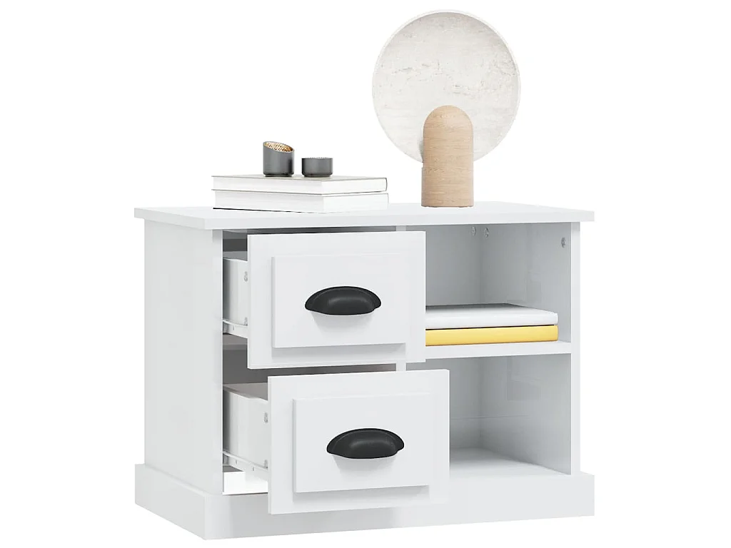 Table de chevet blanc brillant 60x35,5x45 cm