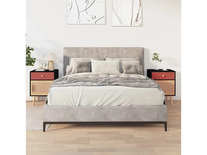 Nachtkastjes 2 st 40x30x55 cm bewerkt hout zwart