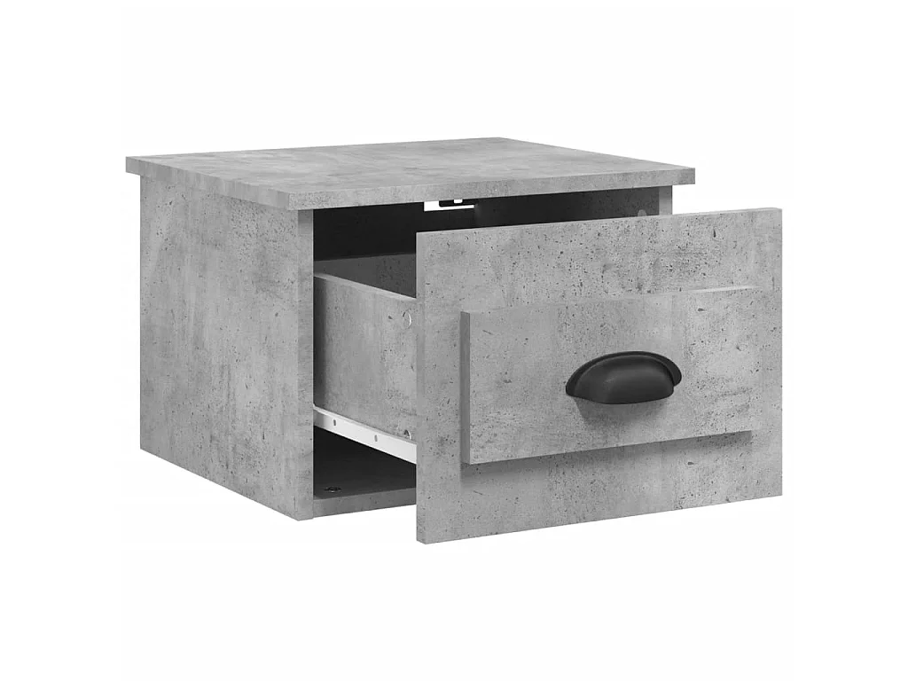 Table de chevet murale gris béton 50x36x40 cm