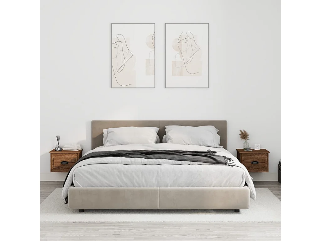 Wand-Nachttische 2 Stk. Braun Eichen-Optik 41,5x36x28 cm