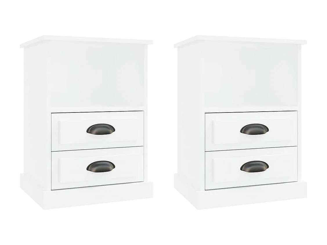 Tables de chevet 2 pcs blanc brillant 43x36x60 cm