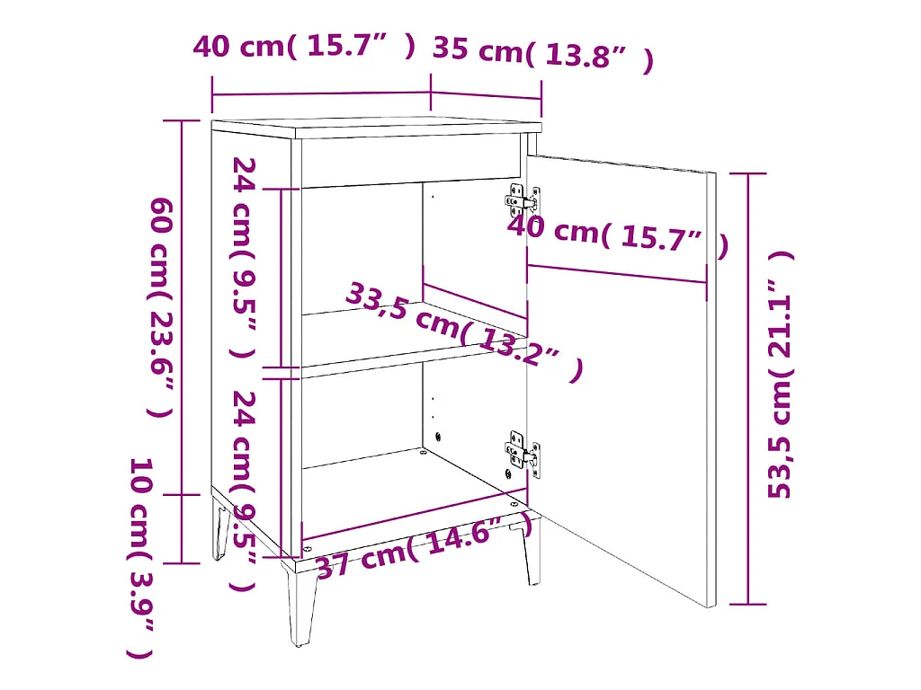 Nachtkastjes 2 st 40x35x70 cm bewerkt hout bruin eikenkleur
