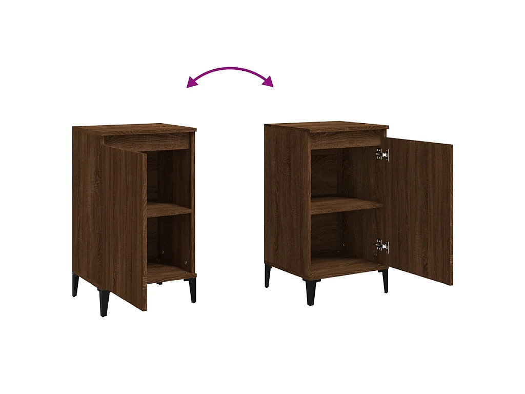 Nachtkastjes 2 st 40x35x70 cm bewerkt hout bruin eikenkleur