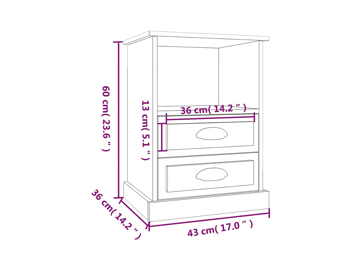 Nachtkastje 43x36x60 cm sonoma eikenkleurig