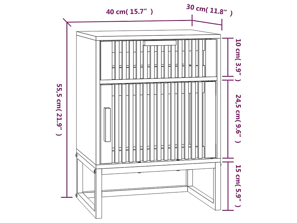 Tables de chevet 2pcs blanc 40x30x55,5cm bois ingénierie et fer