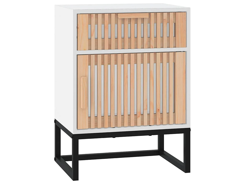 Tables de chevet 2pcs blanc 40x30x55,5cm bois ingénierie et fer