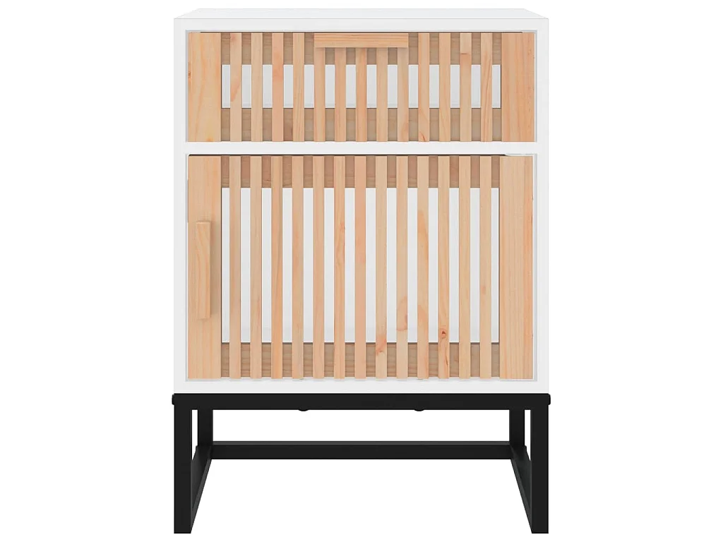 Tables de chevet 2pcs blanc 40x30x55,5cm bois ingénierie et fer