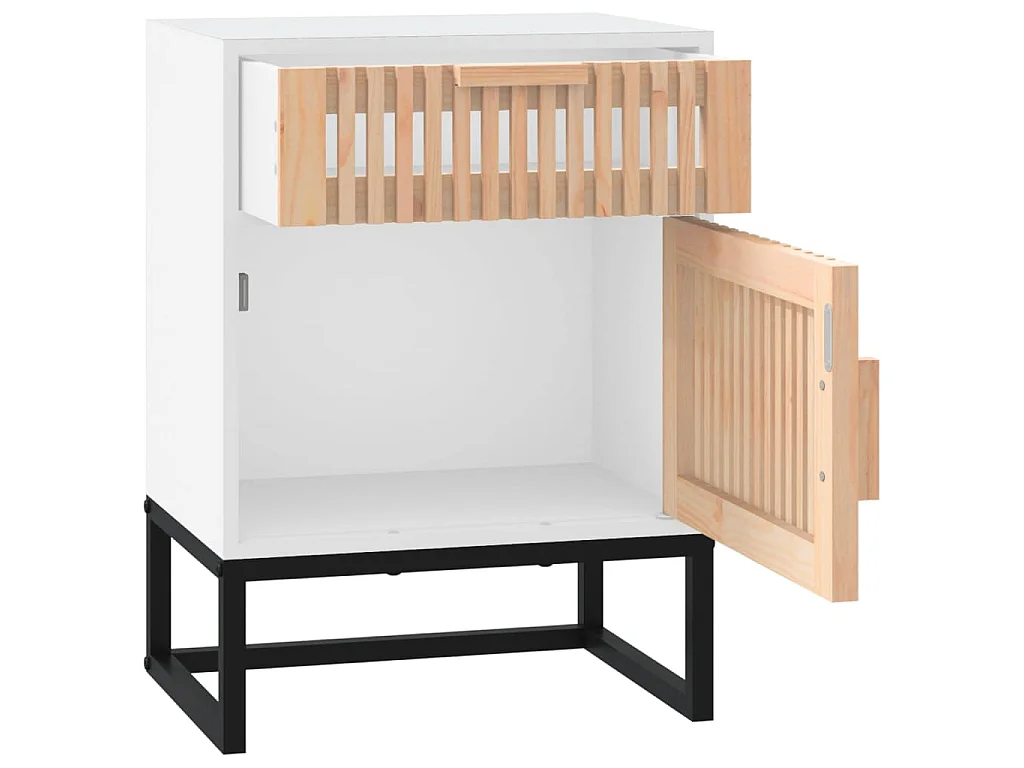 Tables de chevet 2pcs blanc 40x30x55,5cm bois ingénierie et fer