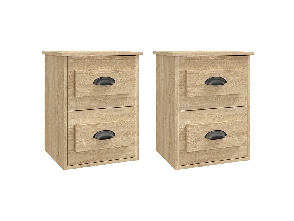 Comodini a Parete 2 pz Rovere Sonoma 41,5x36x53 cm