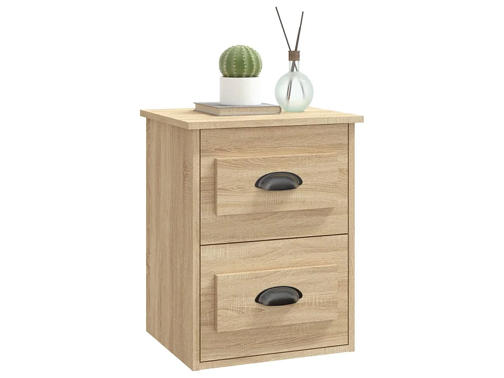 Comodini a Parete 2 pz Rovere Sonoma 41,5x36x53 cm