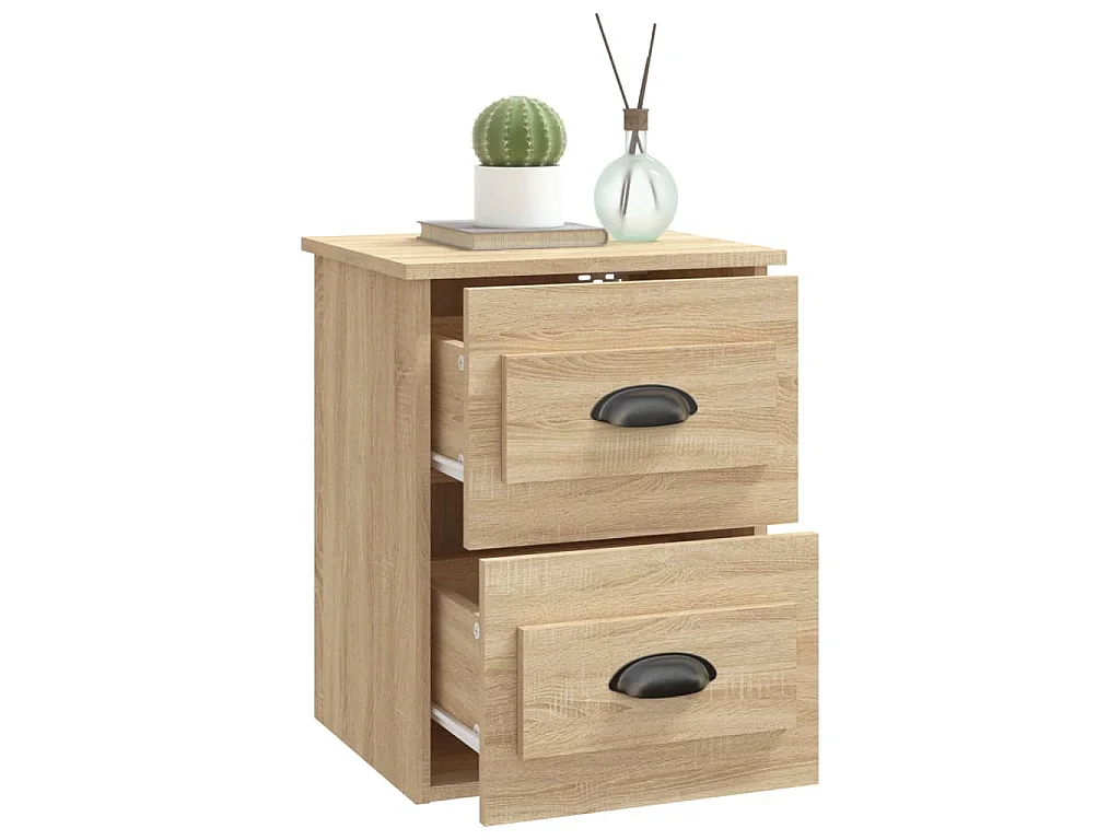 Comodini a Parete 2 pz Rovere Sonoma 41,5x36x53 cm
