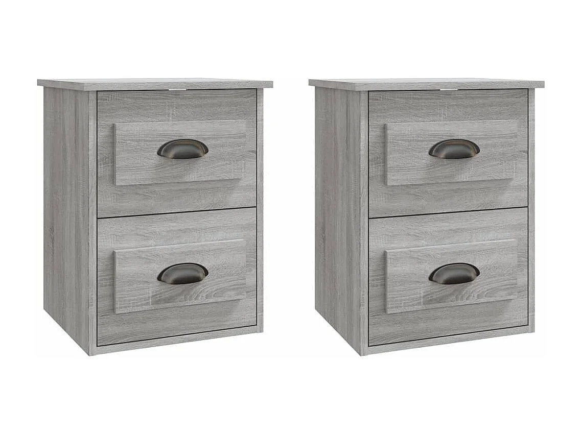 Wand-Nachttische 2 Stk. Grau Sonoma 41,5x36x53 cm
