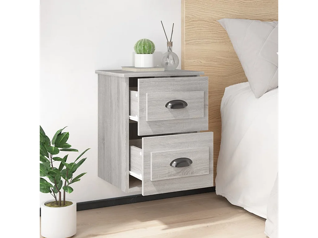 Wand-Nachttische 2 Stk. Grau Sonoma 41,5x36x53 cm