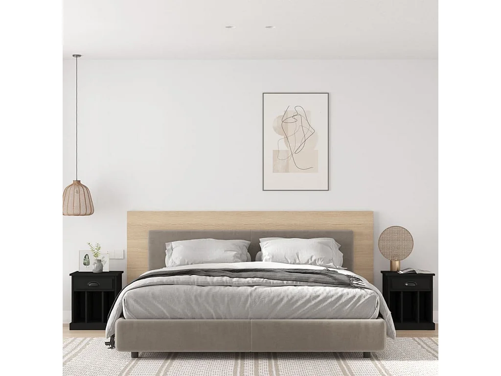 Nachtkastjes 2 st 43x36x50 cm zwart