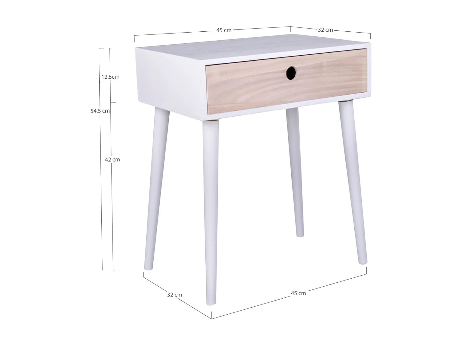 Table de chevet Annemie Blanc et naturel