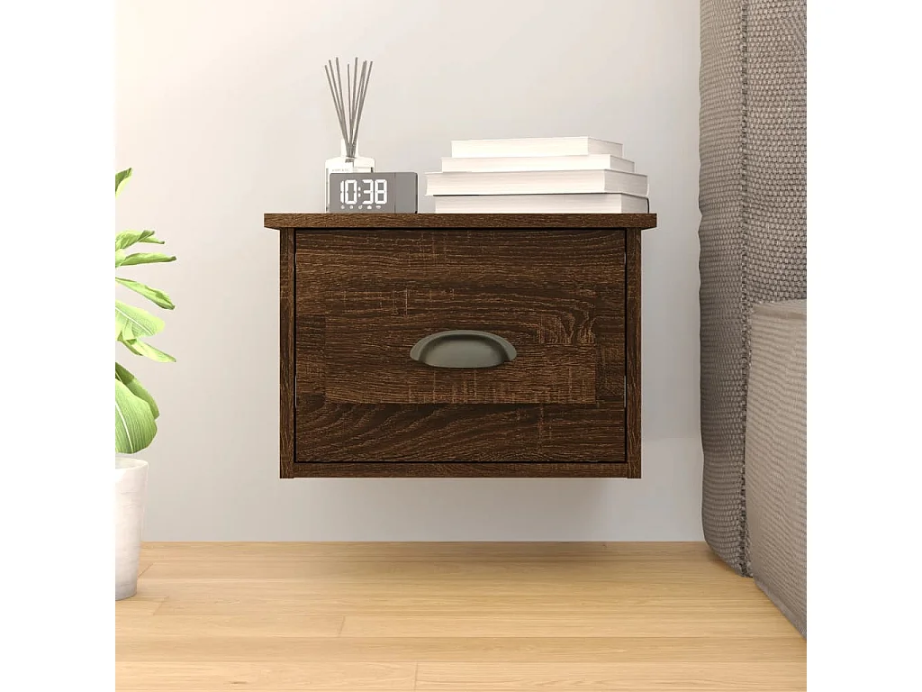 Table de chevet murale chêne marron 41,5x36x28 cm