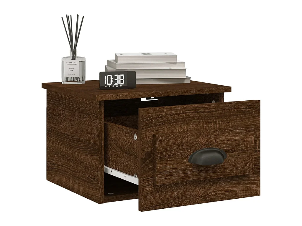 Table de chevet murale chêne marron 41,5x36x28 cm