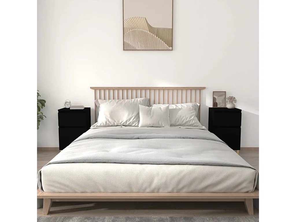 Comodini 2pz Neri 40x35x70 cm