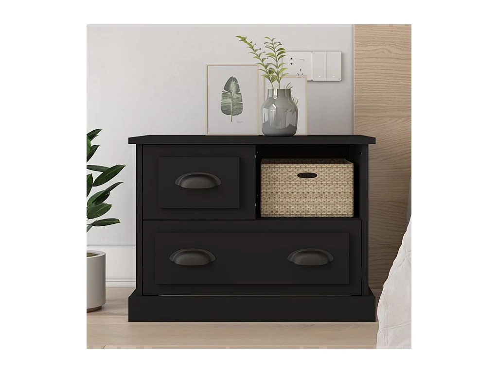 Table de chevet noir 60x39x45 cm