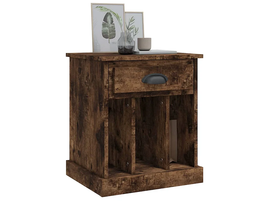 Table de chevet chêne fumé 43x36x50 cm