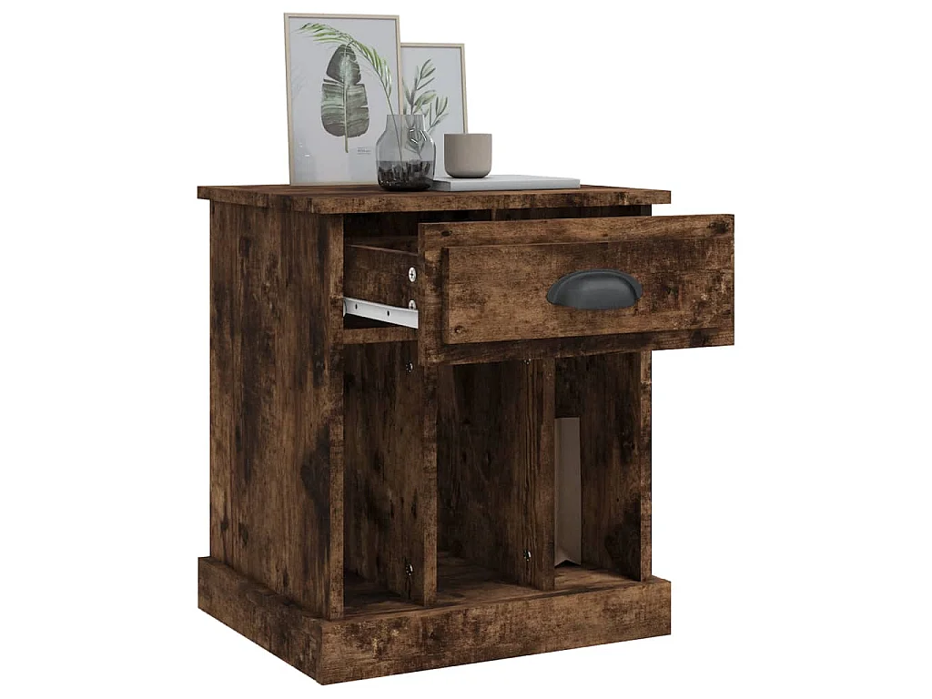 Table de chevet chêne fumé 43x36x50 cm