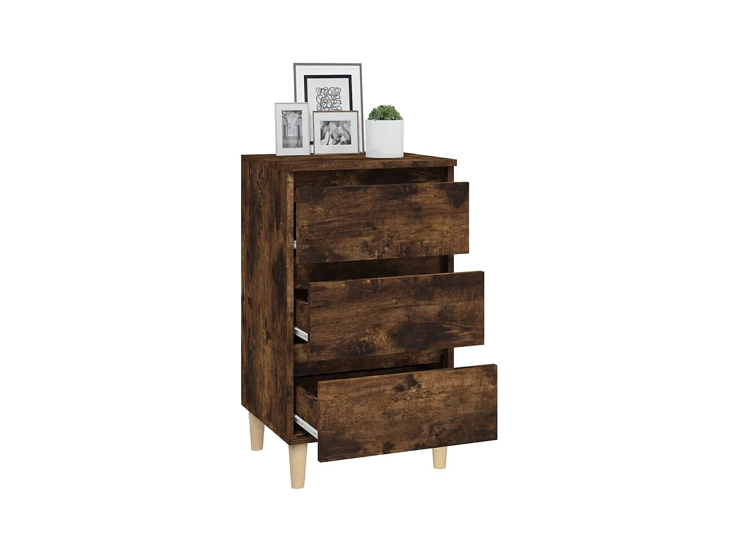 Table de chevet chêne fumé 40x35x70 cm bois d'ingénierie