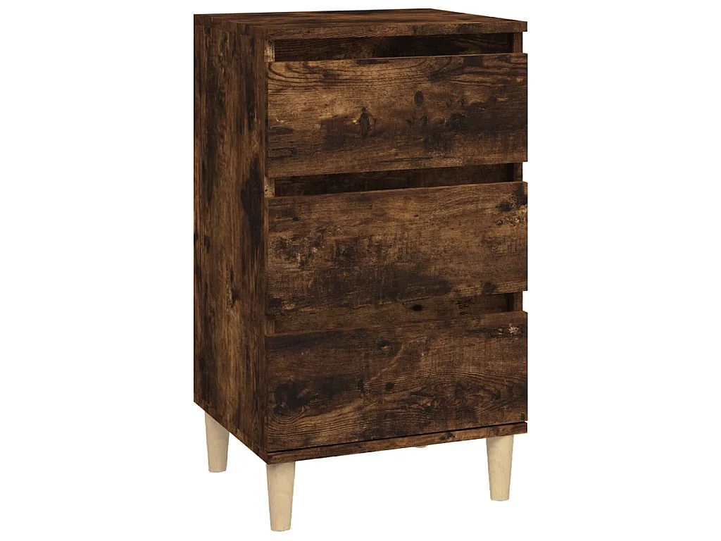 Table de chevet chêne fumé 40x35x70 cm bois d'ingénierie