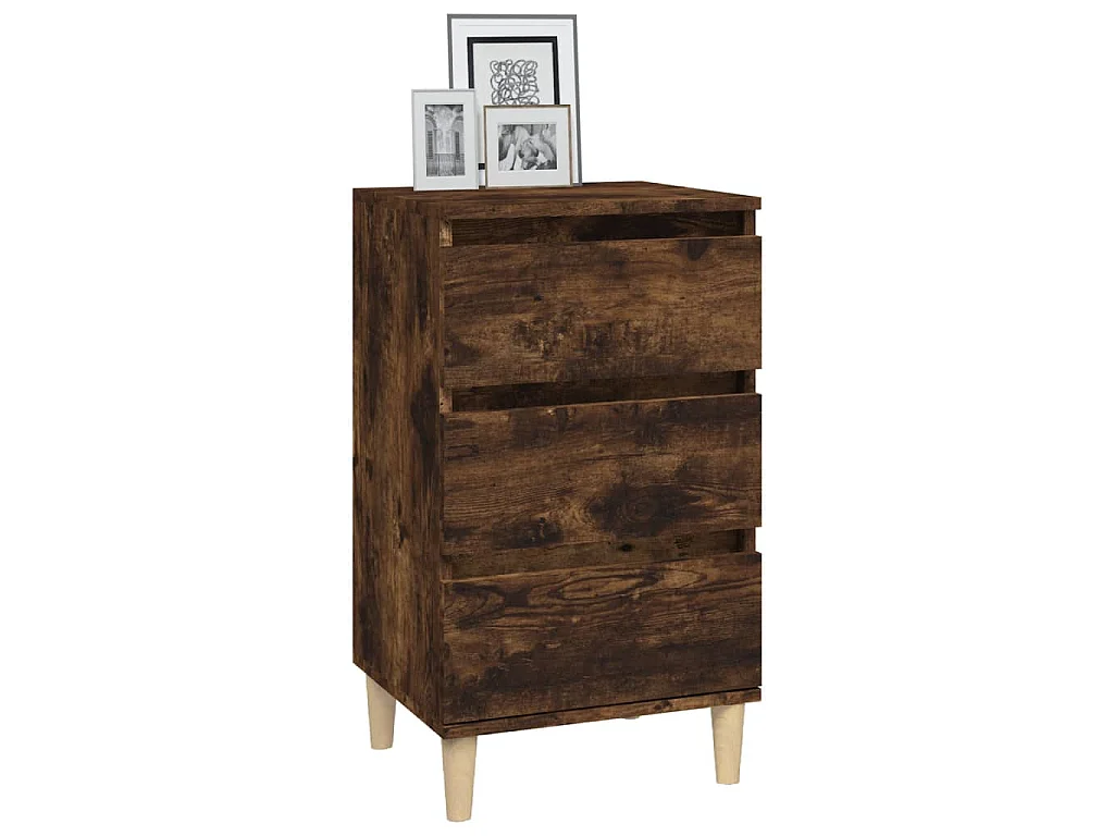 Table de chevet chêne fumé 40x35x70 cm bois d'ingénierie