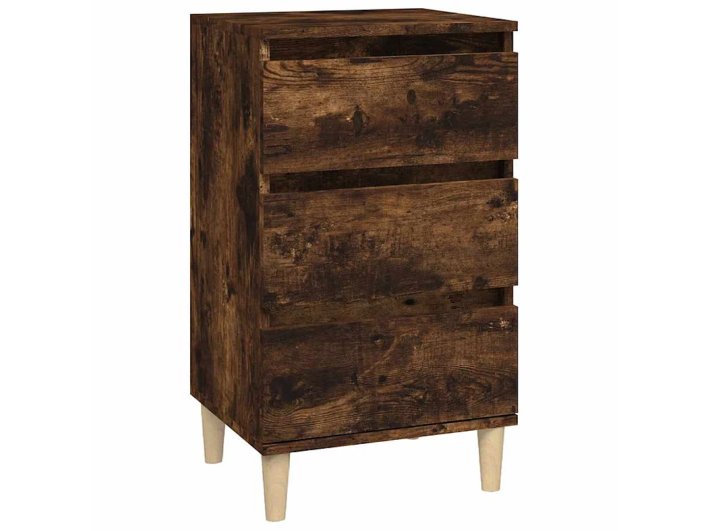 Table de chevet chêne fumé 40x35x70 cm bois d'ingénierie