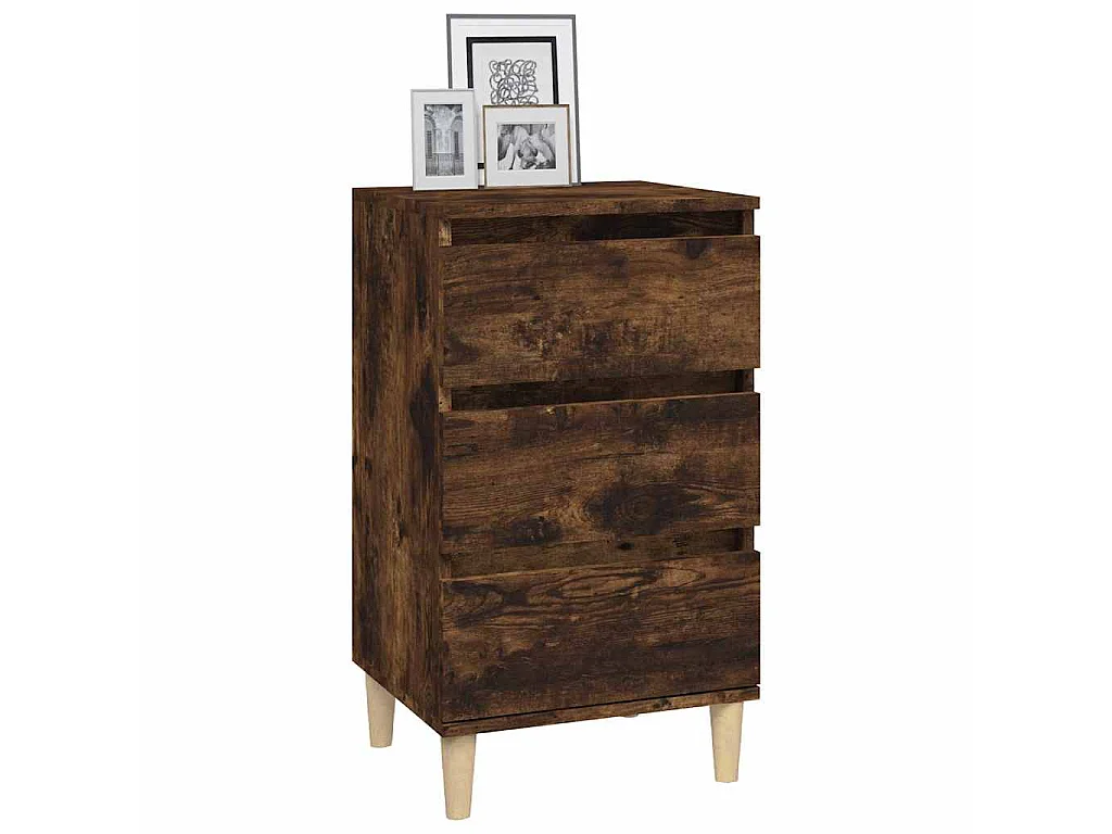 Table de chevet chêne fumé 40x35x70 cm bois d'ingénierie