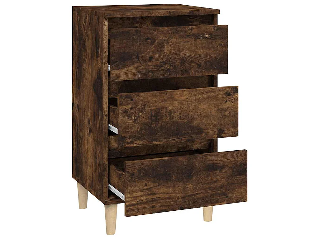 Table de chevet chêne fumé 40x35x70 cm bois d'ingénierie