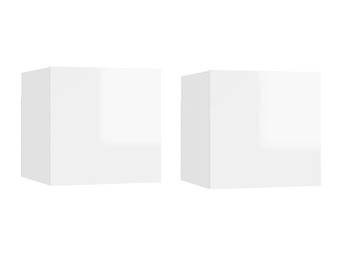 Tables de chevet 2 pcs Blanc brillant 30,5x30x30 cm