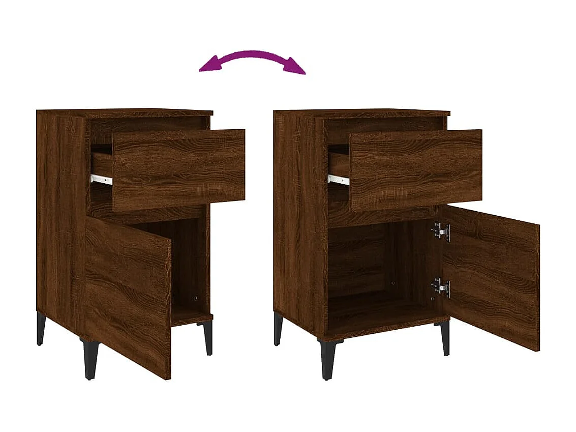 Tables de chevet 2 pcs chêne marron 40x35x70 cm