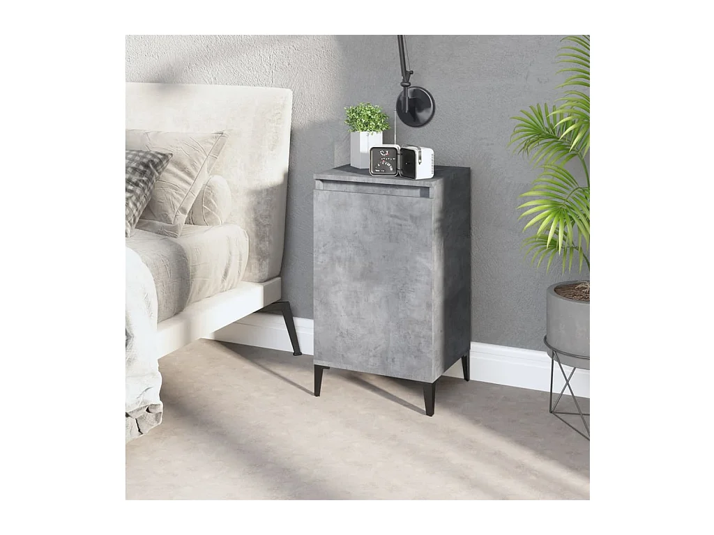 Table de chevet gris béton 40x35x70 cm bois d'ingénierie