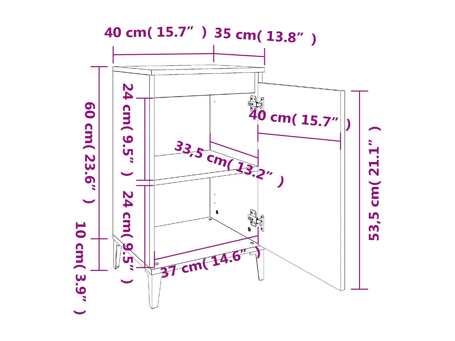 Nachttisch Betongrau 40x35x70 cm Holzwerkstoff