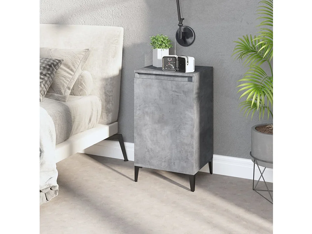 Table de chevet gris béton 40x35x70 cm bois d'ingénierie