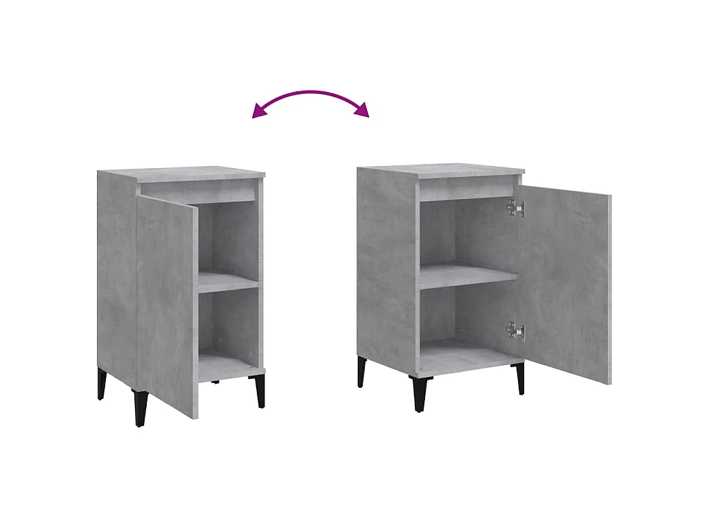 Table de chevet gris béton 40x35x70 cm bois d'ingénierie