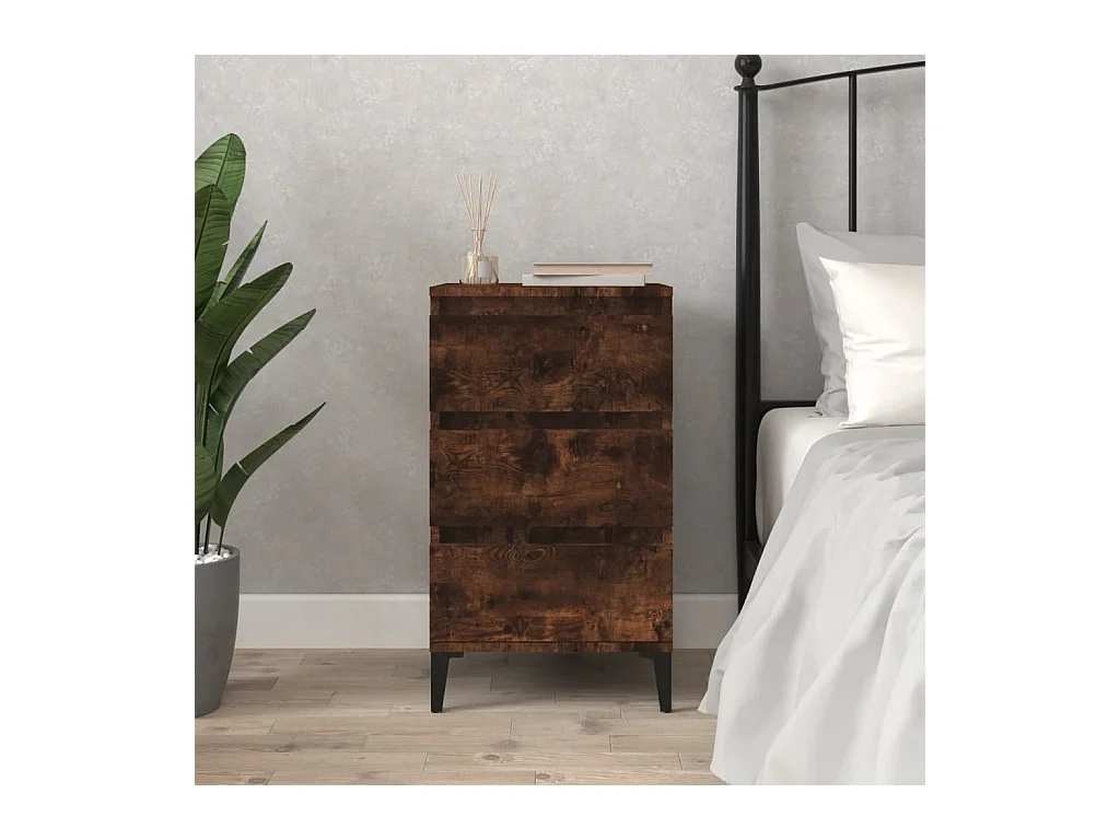 Comodino Rovere Fumo 40x35x70 cm Legno Multistrato