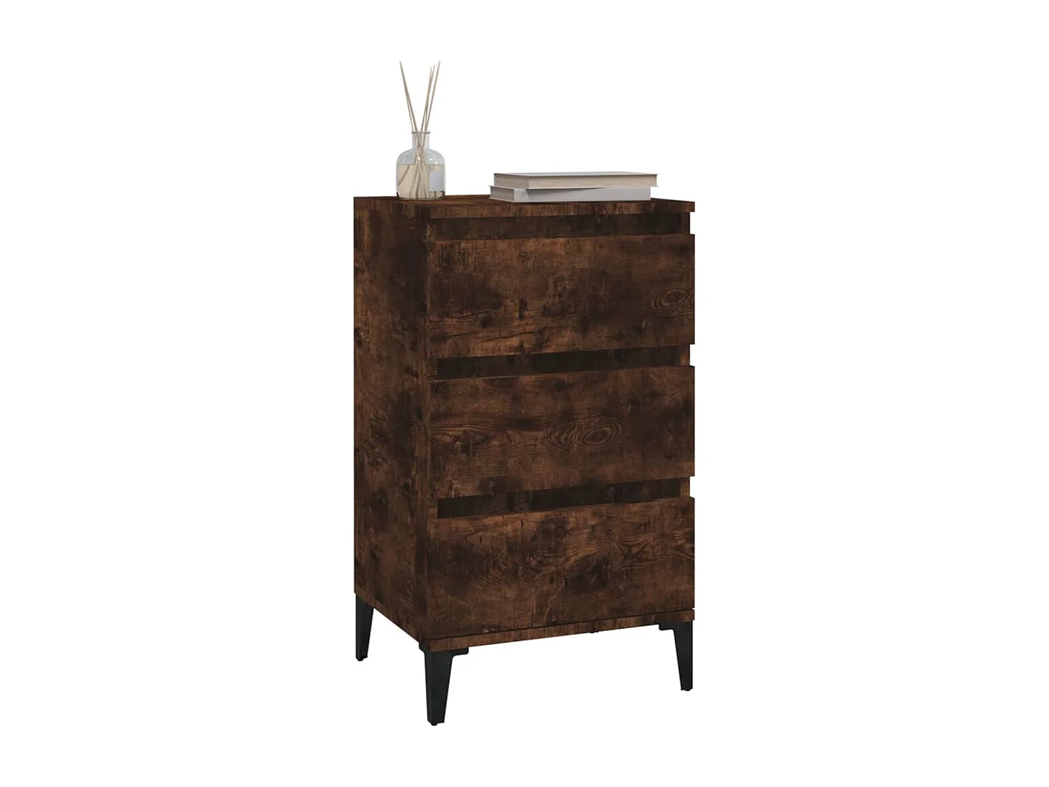 Table de chevet chêne fumé 40x35x70 cm bois d'ingénierie