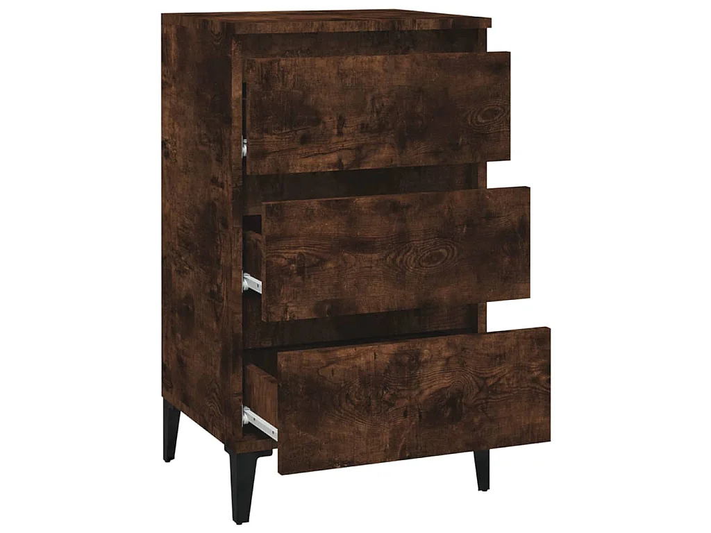 Nachtkastje 40x35x70 cm bewerkt hout gerookt eikenkleurig
