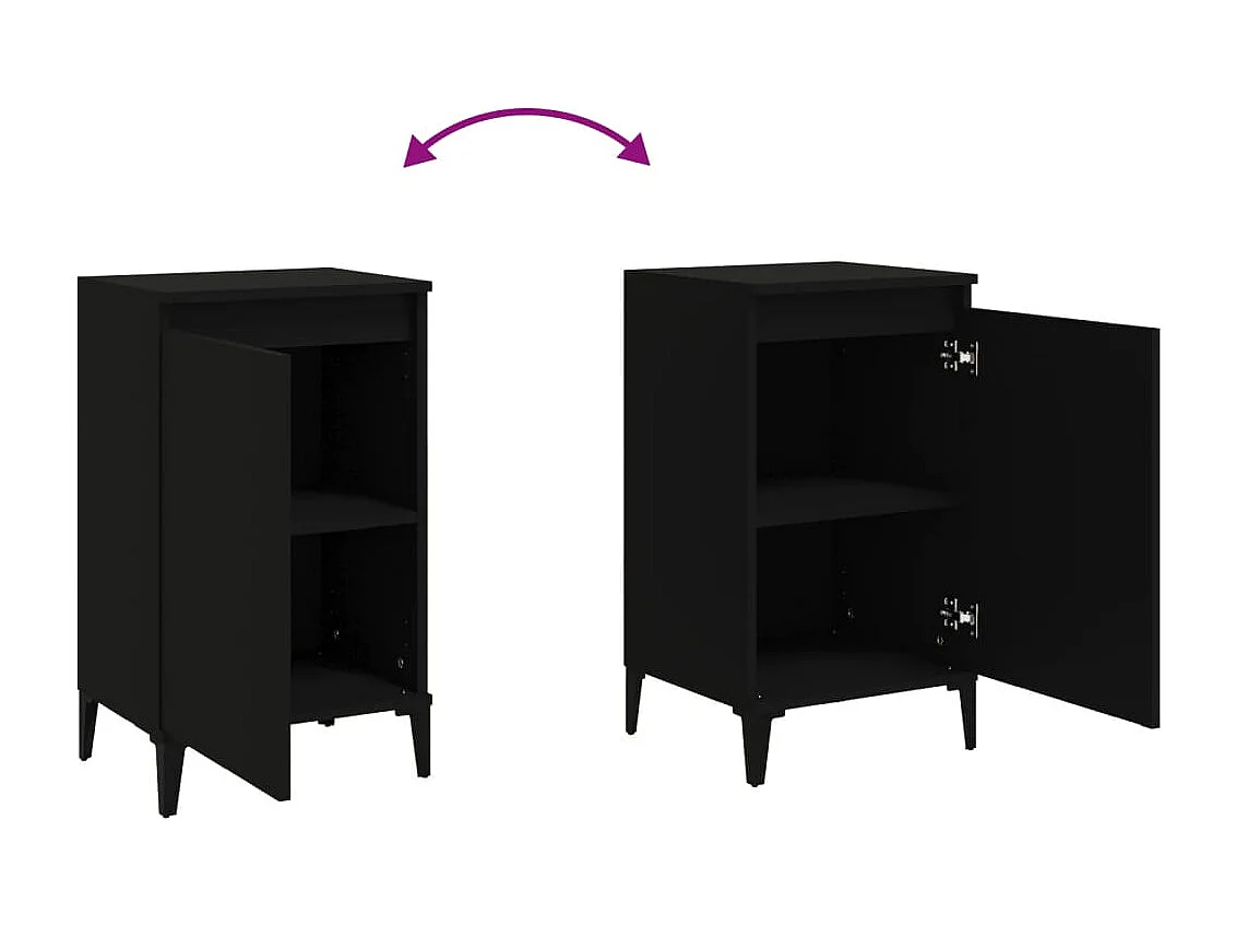 Tables de chevet 2 pcs noir 40x35x70 cm bois d'ingénierie