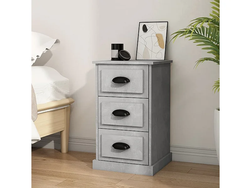 Table de chevet gris béton 39x39x67 cm bois d'ingénierie