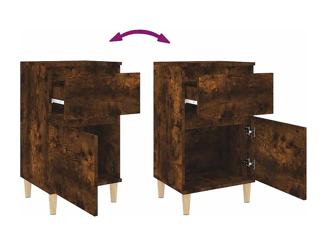 Nachttische 2 Stk. Räuchereiche 40x35x70 cm