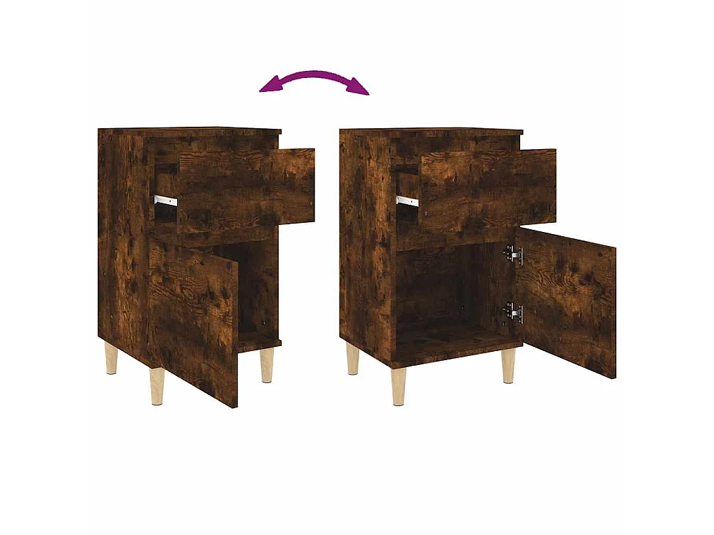 Tables de chevet 2 pcs chêne fumé 40x35x70 cm
