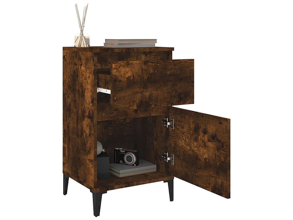 Table de chevet chêne fumé 40x35x70 cm